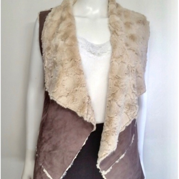 One the Land Other - One the Land Fur & Faux Suede Vest size Large